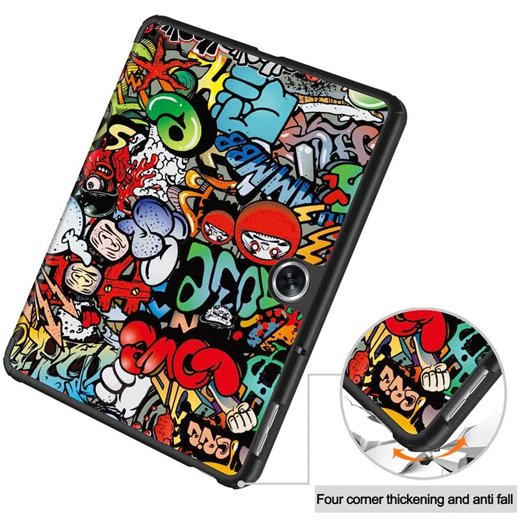 For Oppo Pad Air 2 Tablet Case Trifold Stand Pattern Printing Drop-proof Cover