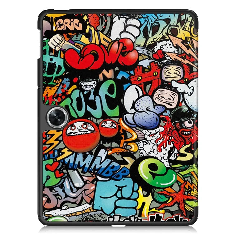 For Oppo Pad Air 2 Tablet Case Trifold Stand Pattern Printing Drop-proof Cover
