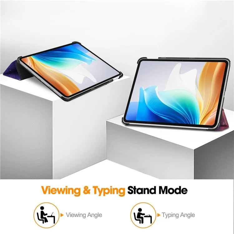 For Oppo Pad Air 2 Tablet Case Trifold Stand Pattern Printing Drop-proof Cover