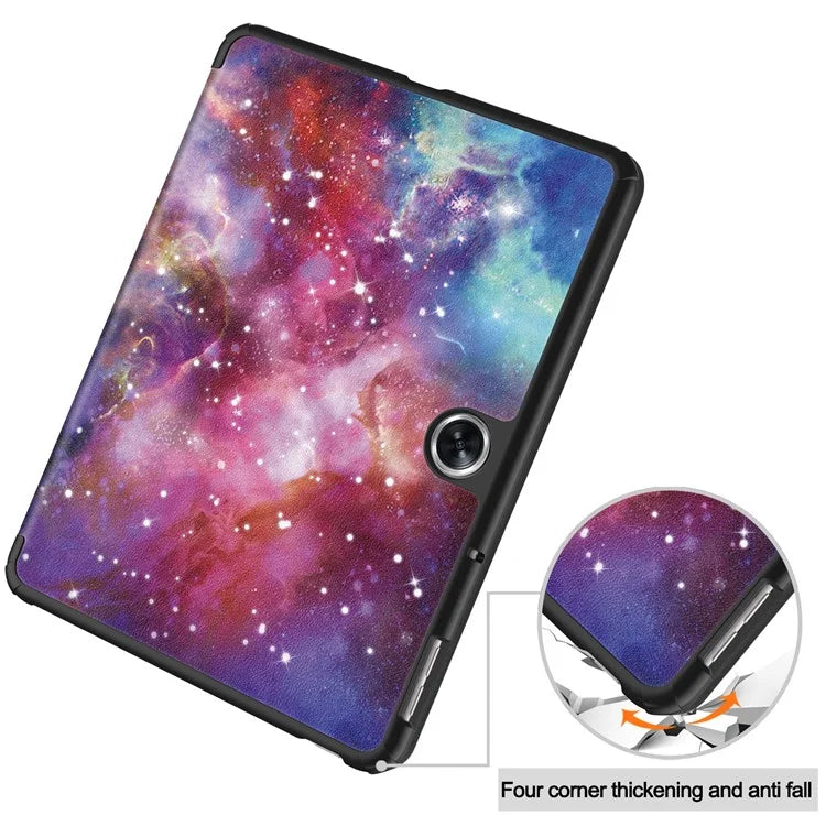 For Oppo Pad Air 2 Tablet Case Trifold Stand Pattern Printing Drop-proof Cover