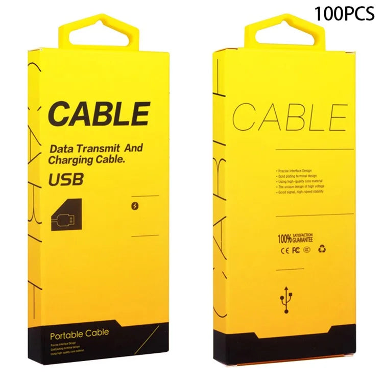 KJ-295 100Pcs / Bundle Neutral English Version Packaging Box for USB Data Cable