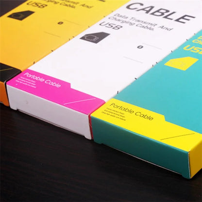 KJ-295 100Pcs / Bundle Neutral English Version Packaging Box for USB Data Cable