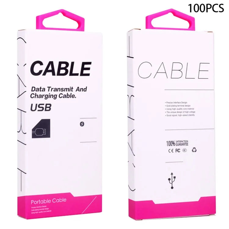 KJ-295 100Pcs / Bundle Neutral English Version Packaging Box for USB Data Cable