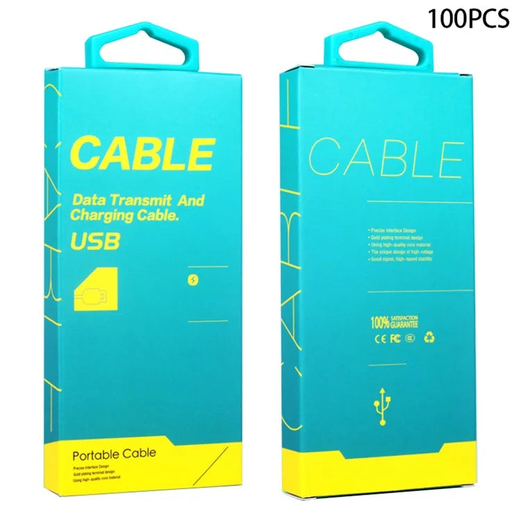 KJ-295 100Pcs / Bundle Neutral English Version Packaging Box for USB Data Cable
