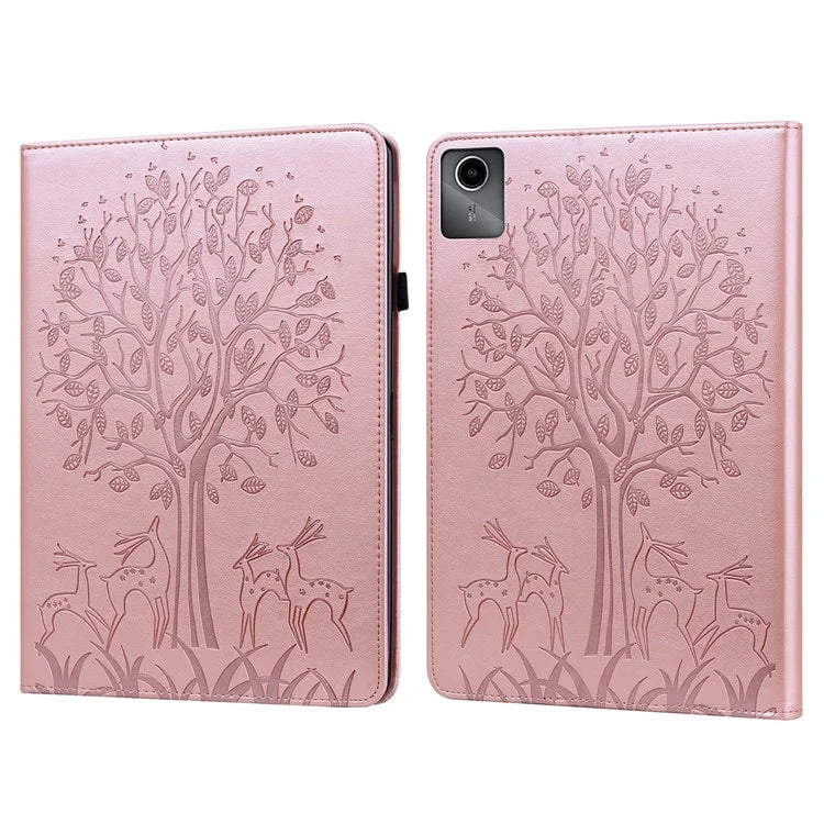 For Lenovo Tab M11 / Xiaoxin Pad 11 2024 Leather Case Tree Deer Pattern Stand Tablet Cover