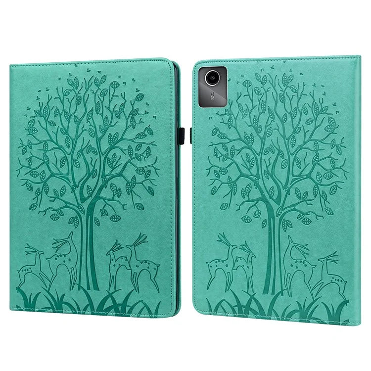 For Lenovo Tab M11 / Xiaoxin Pad 11 2024 Leather Case Tree Deer Pattern Stand Tablet Cover