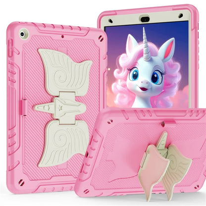 For iPad 10.2 (2021) / 10.2 (2019) / 10.2 (2020) Case Silicone+PC Unicorn Kickstand Tablet Cover with Shoulder Strap