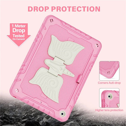 For iPad 10.2 (2021) / 10.2 (2019) / 10.2 (2020) Case Silicone+PC Unicorn Kickstand Tablet Cover with Shoulder Strap
