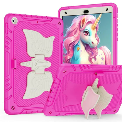 For iPad 10.2 (2021) / 10.2 (2019) / 10.2 (2020) Case Silicone+PC Unicorn Kickstand Tablet Cover with Shoulder Strap