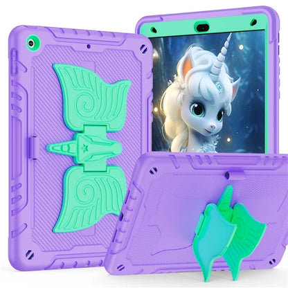 For iPad 10.2 (2021) / 10.2 (2019) / 10.2 (2020) Case Silicone+PC Unicorn Kickstand Tablet Cover with Shoulder Strap