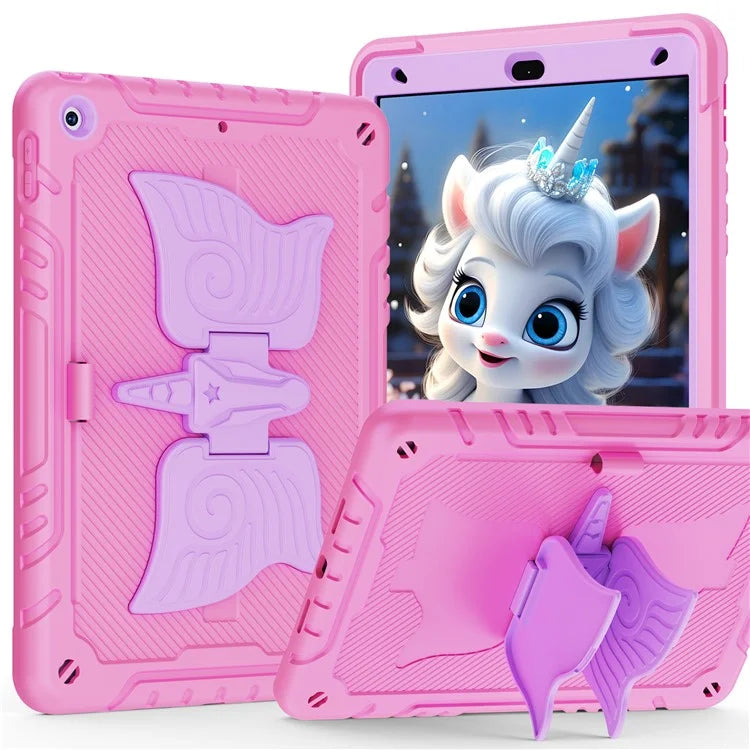 For iPad 10.2 (2021) / 10.2 (2019) / 10.2 (2020) Case Silicone+PC Drop-resistant Tablet Cover with Unicorn Kickstand