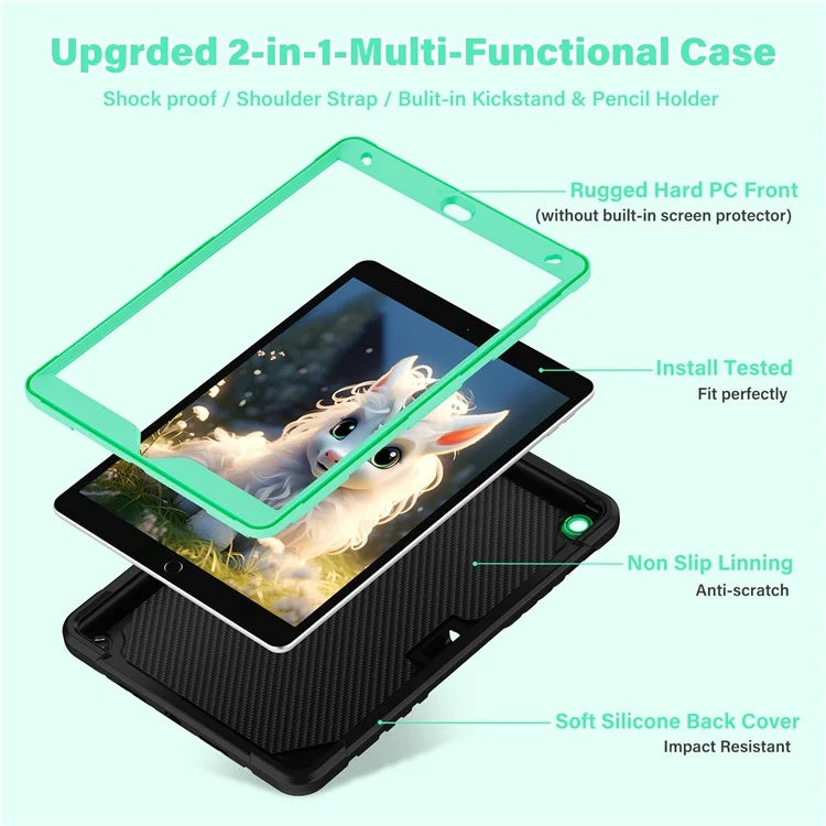 For iPad 10.2 (2021) / 10.2 (2019) / 10.2 (2020) Case Silicone+PC Drop-resistant Tablet Cover with Unicorn Kickstand