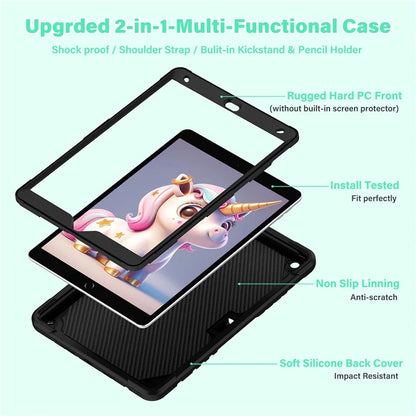 For iPad 10.2 (2021) / 10.2 (2019) / 10.2 (2020) Case Silicone+PC Drop-resistant Tablet Cover with Unicorn Kickstand