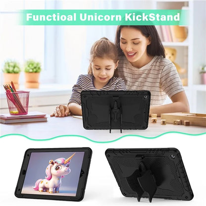 For iPad 10.2 (2021) / 10.2 (2019) / 10.2 (2020) Case Silicone+PC Drop-resistant Tablet Cover with Unicorn Kickstand