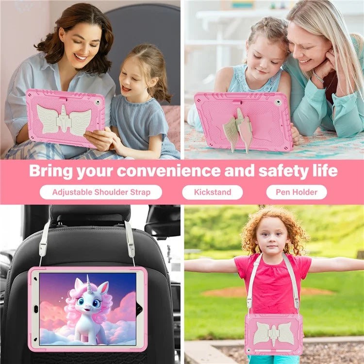 For iPad 10.2 (2021) / 10.2 (2019) / 10.2 (2020) Case Silicone+PC Drop-resistant Tablet Cover with Unicorn Kickstand