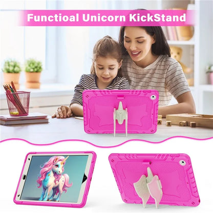 For iPad 10.2 (2021) / 10.2 (2019) / 10.2 (2020) Case Silicone+PC Drop-resistant Tablet Cover with Unicorn Kickstand