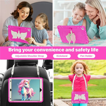 For iPad 10.2 (2021) / 10.2 (2019) / 10.2 (2020) Case Silicone+PC Drop-resistant Tablet Cover with Unicorn Kickstand