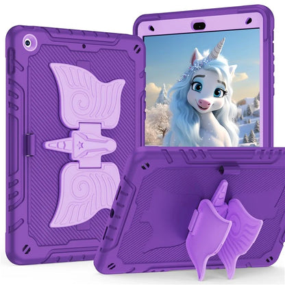 For iPad 10.2 (2021) / 10.2 (2019) / 10.2 (2020) Case Silicone+PC Drop-resistant Tablet Cover with Unicorn Kickstand
