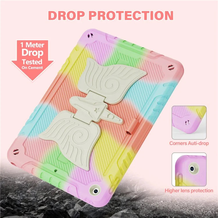 For iPad 10.2 (2021) / 10.2 (2019) / 10.2 (2020) Case Silicone+PC Drop-resistant Tablet Cover with Unicorn Kickstand