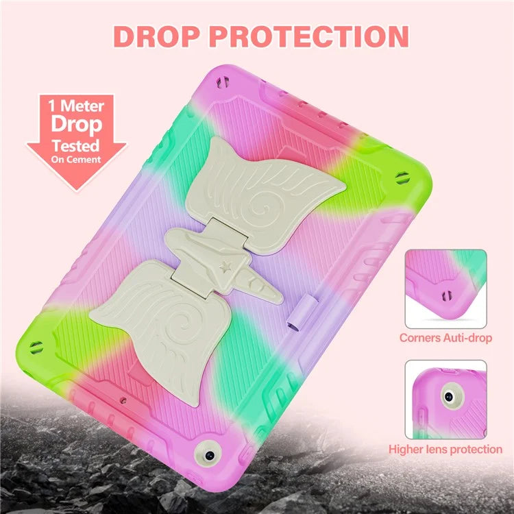 For iPad 10.2 (2021) / 10.2 (2019) / 10.2 (2020) Case Silicone+PC Drop-resistant Tablet Cover with Unicorn Kickstand