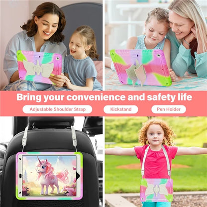 For iPad 10.2 (2021) / 10.2 (2019) / 10.2 (2020) Case Silicone+PC Drop-resistant Tablet Cover with Unicorn Kickstand
