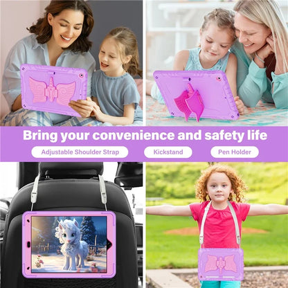 For iPad 10.2 (2021) / 10.2 (2019) / 10.2 (2020) Case Silicone+PC Drop-resistant Tablet Cover with Unicorn Kickstand