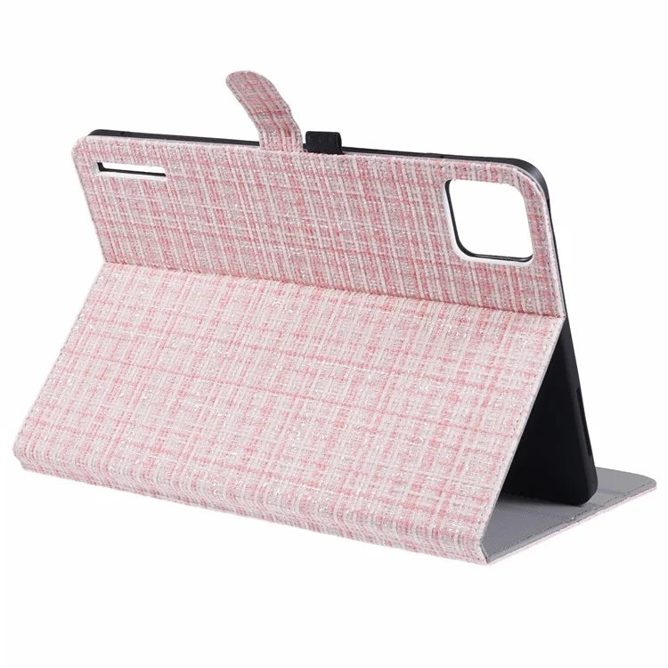 For Xiaomi Pad 6S Pro 12.4 Woven Pattern Tablet Case PU Leather Flip Stand Cover
