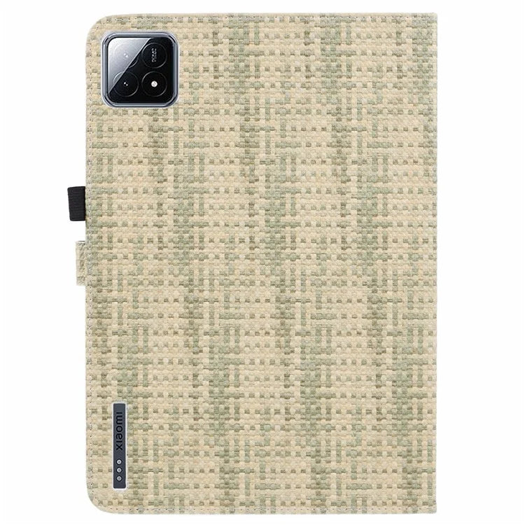 For Xiaomi Pad 6S Pro 12.4 Woven Pattern Tablet Case PU Leather Flip Stand Cover