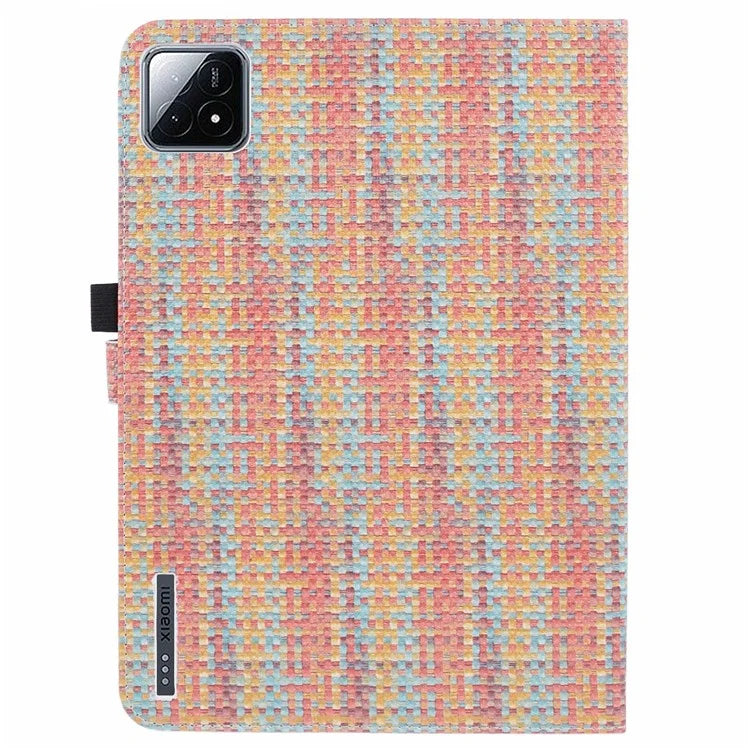 For Xiaomi Pad 6S Pro 12.4 Woven Pattern Tablet Case PU Leather Flip Stand Cover