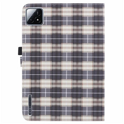 For Xiaomi Pad 6S Pro 12.4 Case Grid Pattern Stand PU Leather Tablet Cover