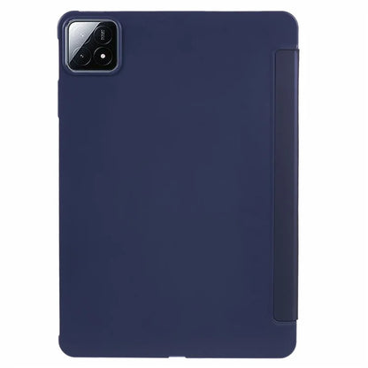 For Xiaomi Pad 6S Pro 12.4 Case Tri-fold Stand Shell PU Leather+Silicone Tablet Cover