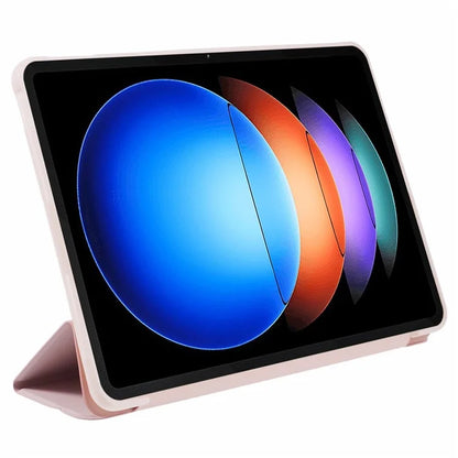 For Xiaomi Pad 6S Pro 12.4 Case Tri-fold Stand Shell PU Leather+Silicone Tablet Cover