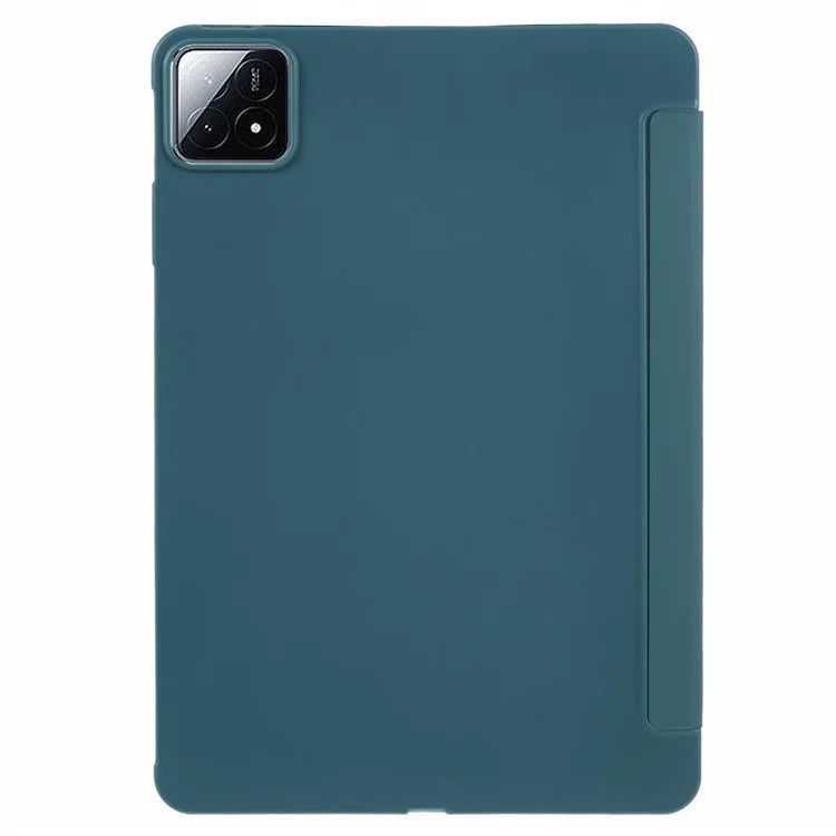 For Xiaomi Pad 6S Pro 12.4 Case Tri-fold Stand Shell PU Leather+Silicone Tablet Cover