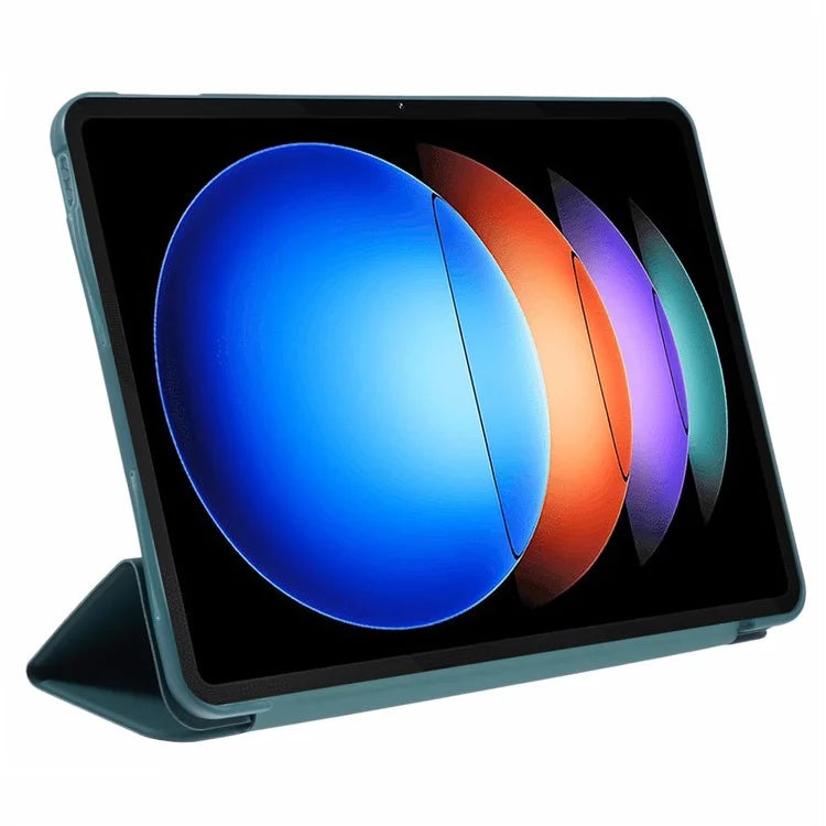 For Xiaomi Pad 6S Pro 12.4 Case Tri-fold Stand Shell PU Leather+Silicone Tablet Cover