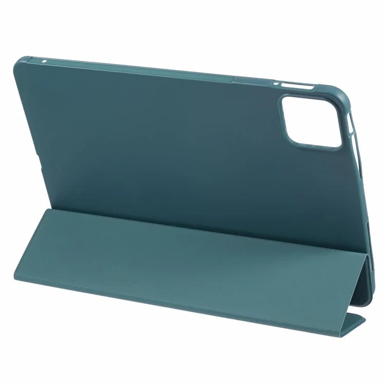 For Xiaomi Pad 6S Pro 12.4 Case Tri-fold Stand Shell PU Leather+Silicone Tablet Cover