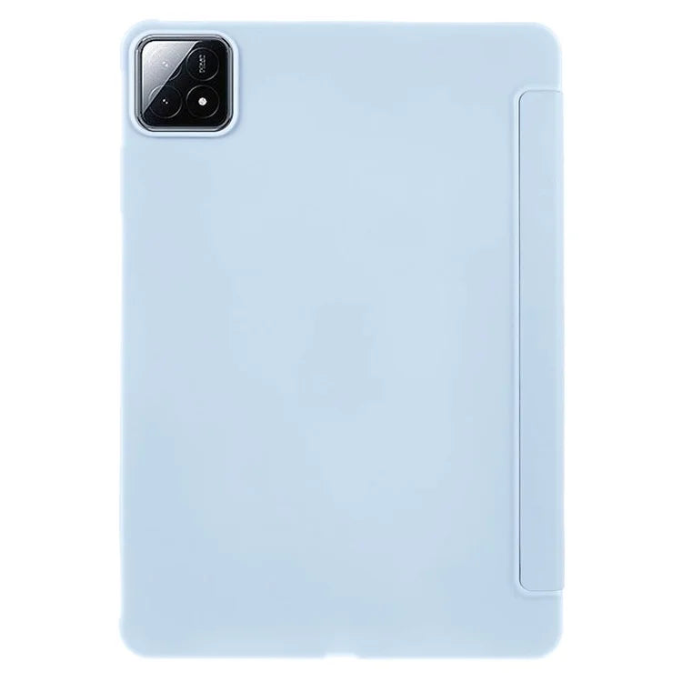 For Xiaomi Pad 6S Pro 12.4 Case Tri-fold Stand Shell PU Leather+Silicone Tablet Cover