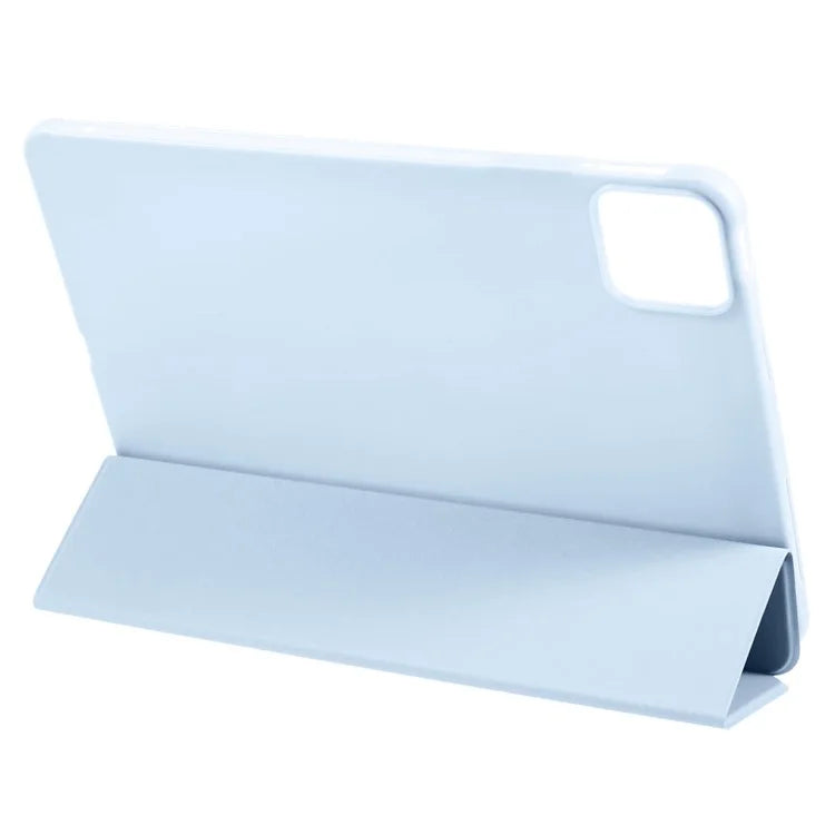 For Xiaomi Pad 6S Pro 12.4 Case Tri-fold Stand Shell PU Leather+Silicone Tablet Cover