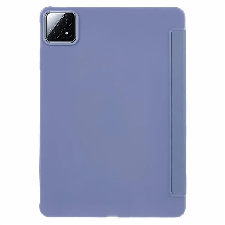 For Xiaomi Pad 6S Pro 12.4 Case Tri-fold Stand Shell PU Leather+Silicone Tablet Cover