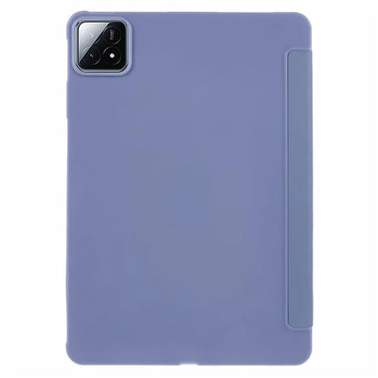 For Xiaomi Pad 6S Pro 12.4 Case Tri-fold Stand Shell PU Leather+Silicone Tablet Cover