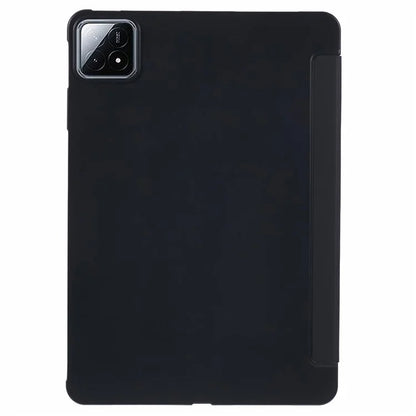 For Xiaomi Pad 6S Pro 12.4 Case Tri-fold Stand Shell PU Leather+Silicone Tablet Cover