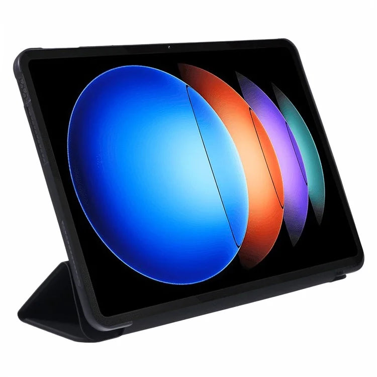 For Xiaomi Pad 6S Pro 12.4 Case Tri-fold Stand Shell PU Leather+Silicone Tablet Cover