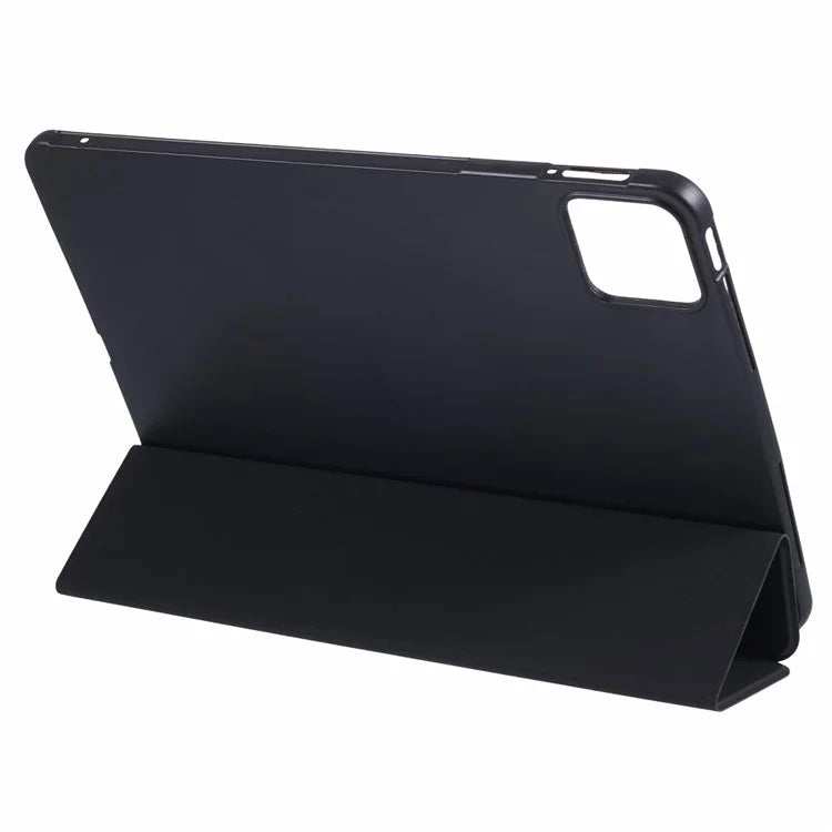 For Xiaomi Pad 6S Pro 12.4 Case Tri-fold Stand Shell PU Leather+Silicone Tablet Cover