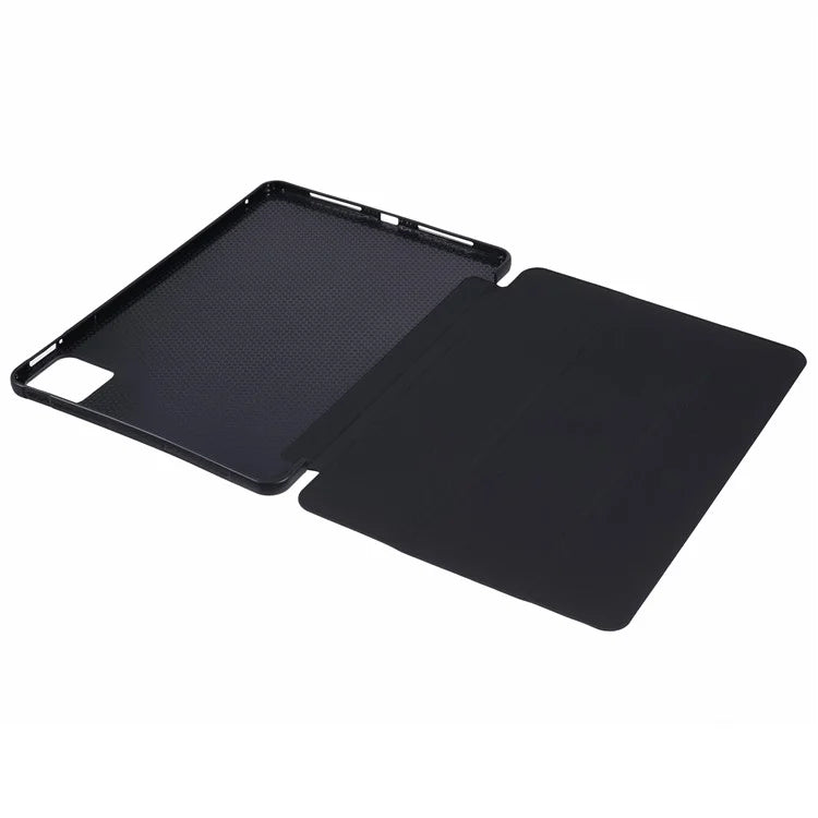 For Xiaomi Pad 6S Pro 12.4 Case Tri-fold Stand Shell PU Leather+Silicone Tablet Cover