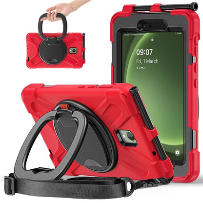 For Samsung Galaxy Tab Active5 SM-X300 Case Kickstand Rugged Tablet Cover with Shoulder Strap+Red