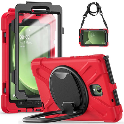 For Samsung Galaxy Tab Active5 SM-X300 Case Kickstand Rugged Tablet Cover with Shoulder Strap+Red
