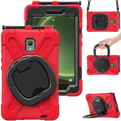 For Samsung Galaxy Tab Active5 SM-X300 Case Kickstand Rugged Tablet Cover with Shoulder Strap+Red