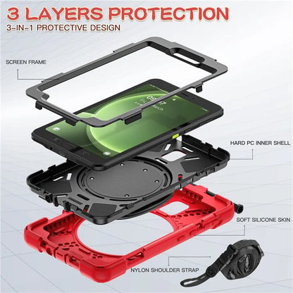 For Samsung Galaxy Tab Active5 SM-X300 Case Kickstand Rugged Tablet Cover with Shoulder Strap+Red