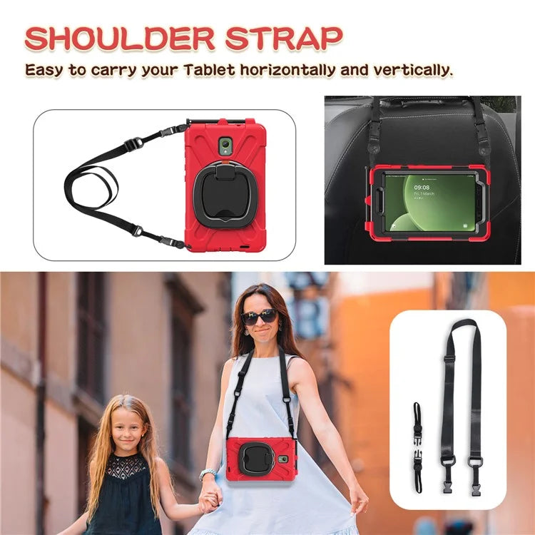 For Samsung Galaxy Tab Active5 SM-X300 Case Kickstand Rugged Tablet Cover with Shoulder Strap+Red