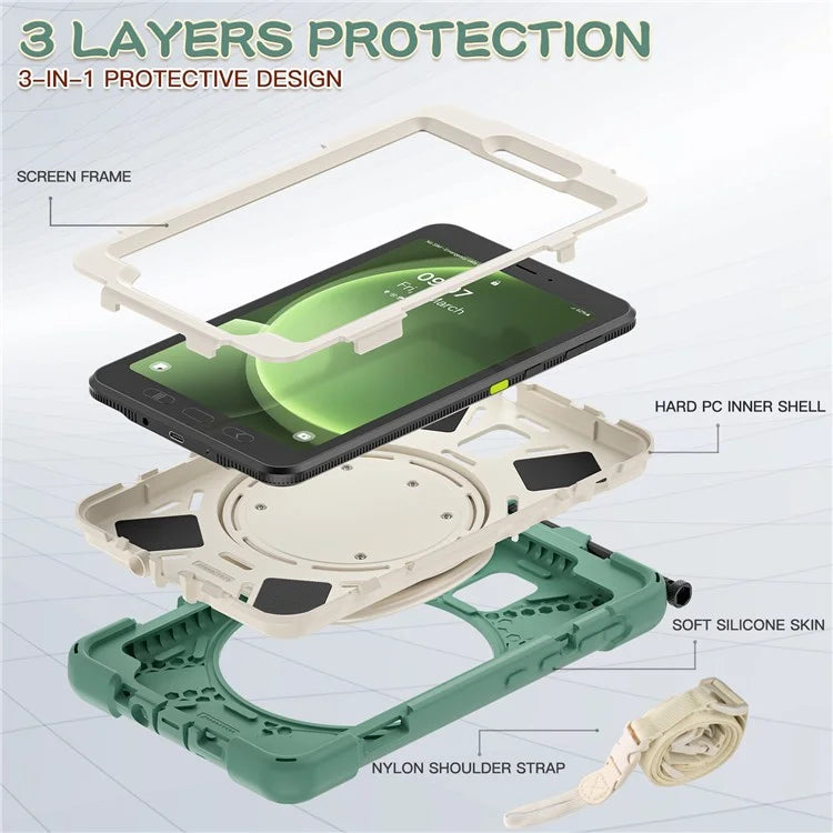 For Samsung Galaxy Tab Active5 SM-X300 Case Kickstand Rugged Tablet Cover with Shoulder Strap