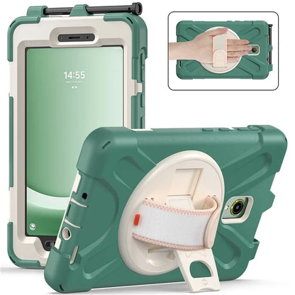 For Samsung Galaxy Tab Active 3 T570 / Tab Active5 X306B Case Hand Strap Kickstand PC+Silicone Rugged Cover